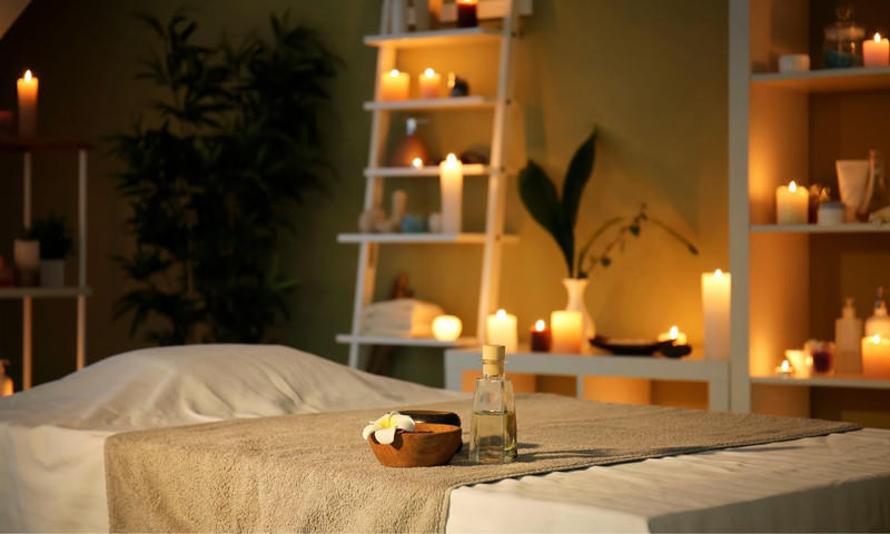 Treatment room prepared for a facial
